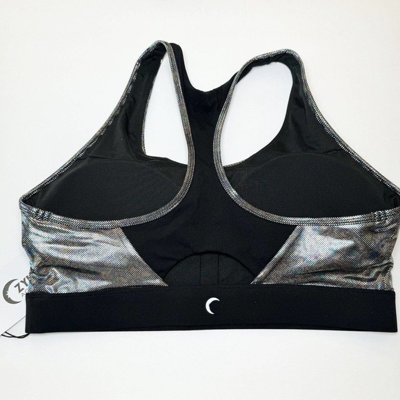 Zyia Sports Bra Women’s Holographic Disco Luxe Gunmetal Silver Racerback Size XL - Picture 3 of 8